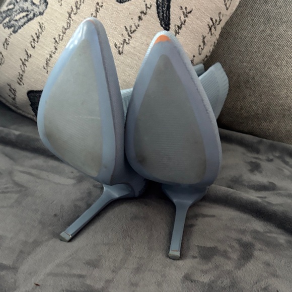 Steve Madden Light Blue Rhinestone Knit Sock Stiletto Boots - Picture 4 of 4